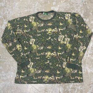 Vintage Bushlan Shirt Mens XL Camo Single Stitch Long Vintage 80s All Over Print